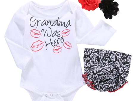 3 PCs Baby Girl - Grandma Was Here Outfit For Sale