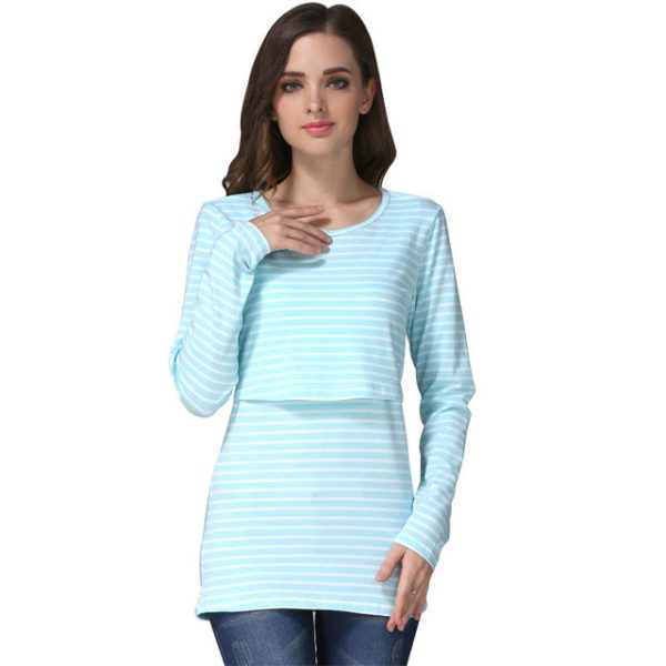 Stripes Breast Feeding Shirt Discount