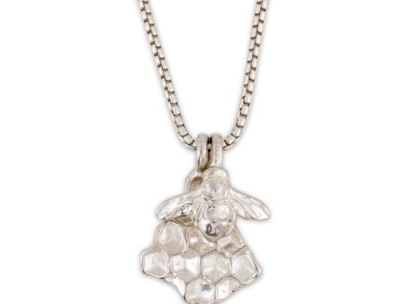 Silver Honey Bee & Honeycomb Pendant Online