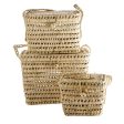 Basket Palm Leaves Set of 3 Online now