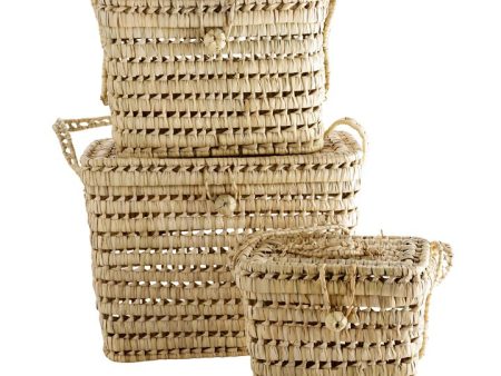 Basket Palm Leaves Set of 3 Online now