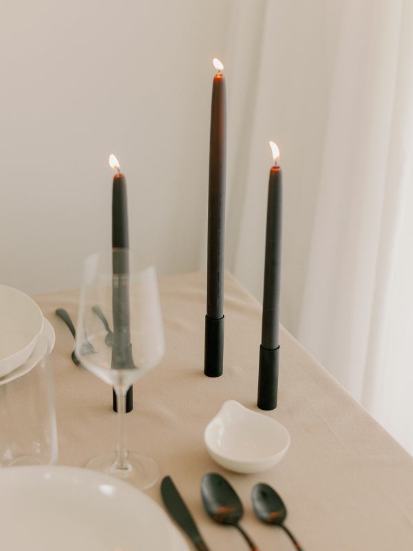 Dipped Beeswax Taper Candles, Charcoal Online