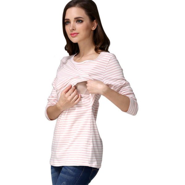 Stripes Breast Feeding Shirt Discount