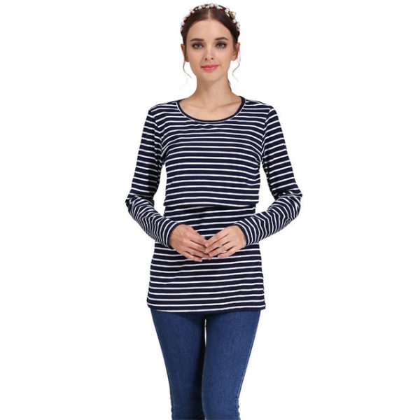 Stripes Breast Feeding Shirt Discount